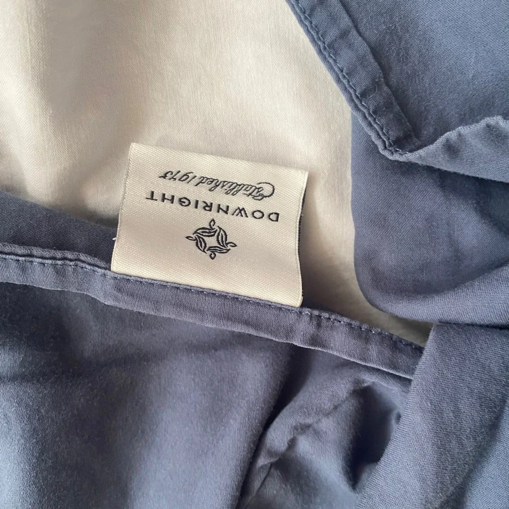 Downright Navy Blue White Cotton Border MCM Pillow Shams Set of 2 Portugal